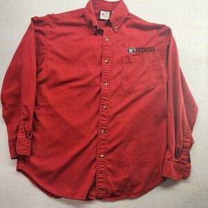 Care Athletic Red Georgia Bulldog Long Sleeve Button-up Shirt Size Large